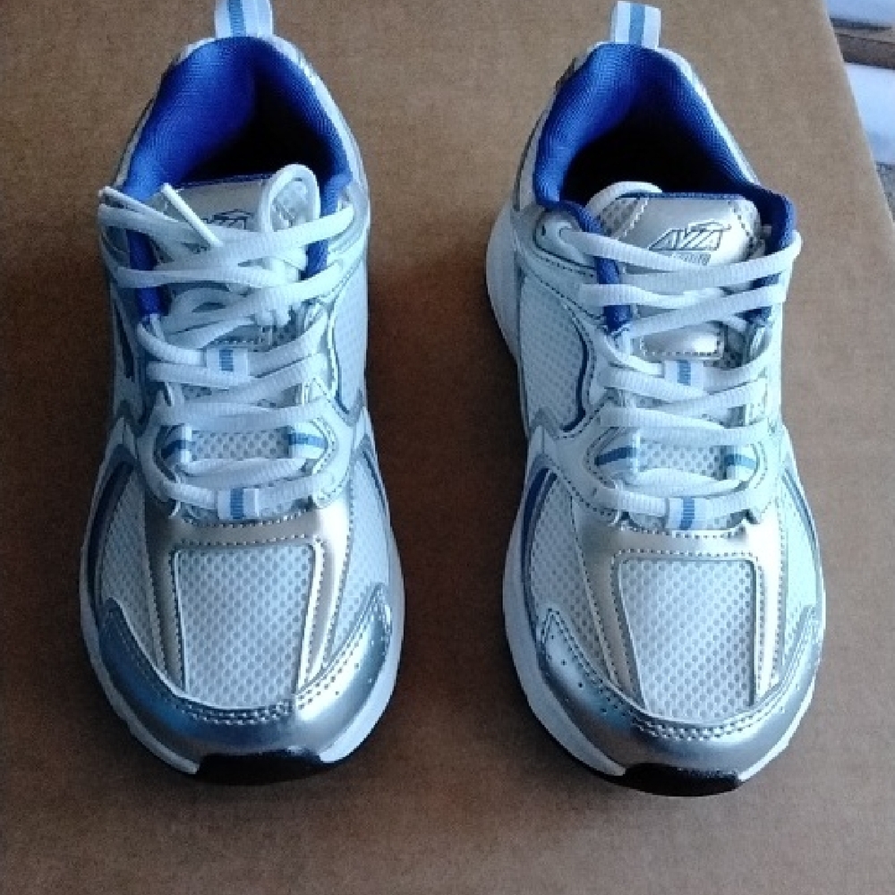 Avia 5000 Performance Sneakers Women Size 7.1 Blanco Azul Y Plateado
